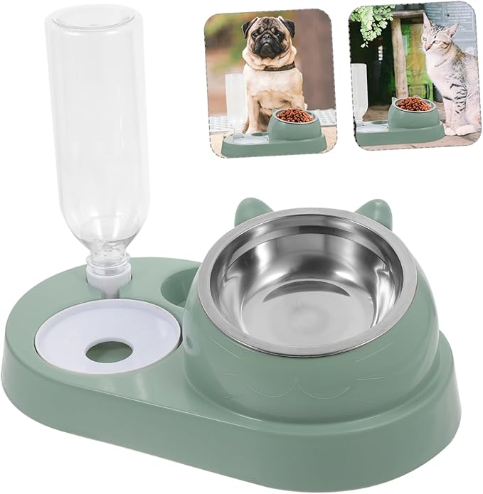 Automatic PET Feeder with Water Dispenser Non-Skid Dog and Cat Bowl Set Detachable Food and Water Station for Small Dogs and Cats Easy to Clean