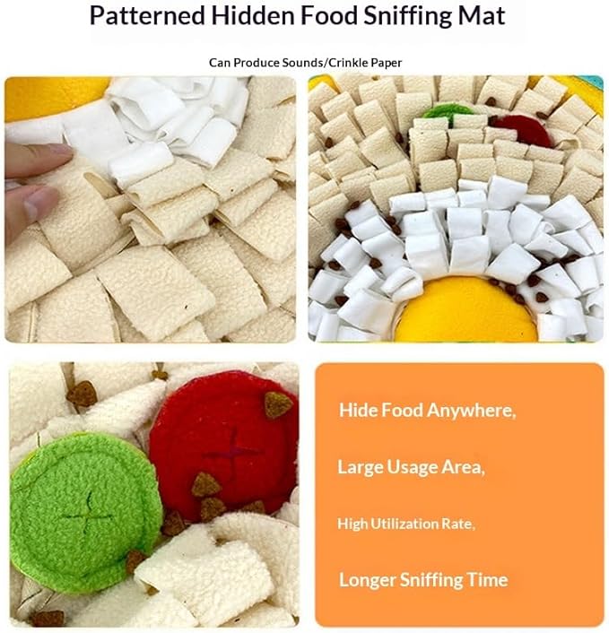 Pet Snuffle Mat for Small Pets, Interactive Nose Work Training Mat with Crinkle Sound, Non-Slip Washable Foraging Toy for Small Dogs, Rabbits and Hamsters (V3)
