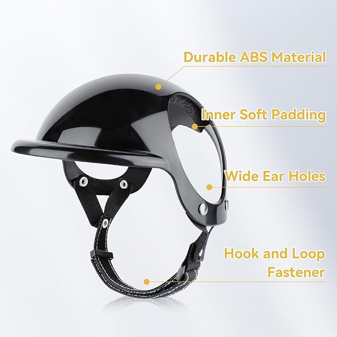 Extra Small Dog Helmet with Cute Dog Goggles, Protects Eyes & Head from Impact, Ideal for Puppy Riding/Outdoor Activities/Halloween Cosplay, Black