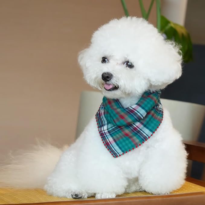 Double Layers Two Tones Dog Cotton Square Bandana Bibs Scarf Kerchief for Small Medium Dogs Boy or Girl - DCB20 G&R