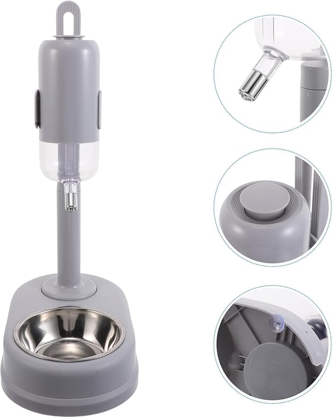 Healifty Automatic Double Layer Pet Food and Water Feeder Stainless Steel Bowl with Rolling Ball Water Dispenser Space-Saving Hanging Feeder for Dogs and Cats Puppies