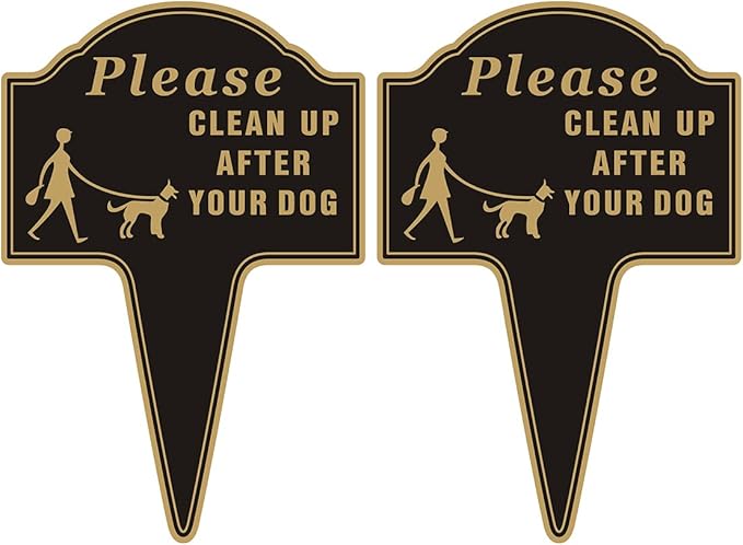 Clean Up After Your Dog Sign, Yuntarda 2-Pack 12”x18” No Poop Signs for Lawn No Pooping Dog Signs For Yard with Integrated Stake Rust-free Aluminum Double Sided Yard Sign Easy Install for Outdoor Use