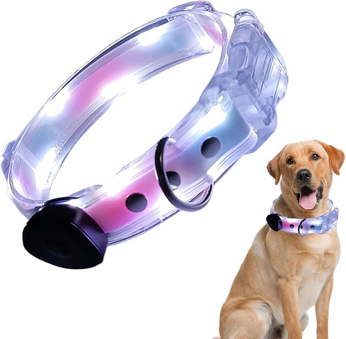 Light Up LED Dog Collar - Rechargeable Pet Necklace Accessory, Adjustable Luminous Collar,PVC Rubber Coated LED Dog Collarr Specification | Lighted Outdoor Protectionfor Small,Medium and Large Breeds