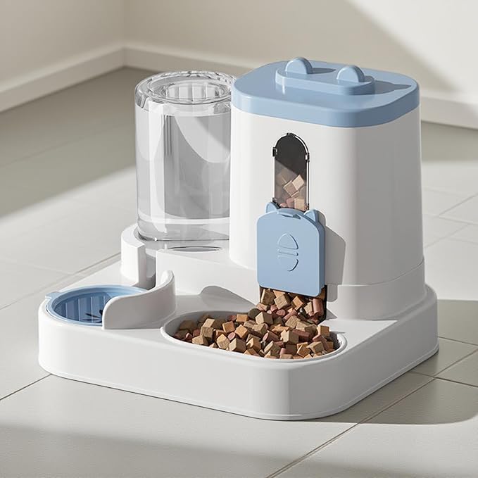 Automatic Dog Feeder - Bowl Food and Water Dispenser, Refill Pet Feeder, Easy Design | Long-Term Feeding Indoor Home Feeding Station for Cats, Puppies, Small Medium Dogs, Daily Care Supply