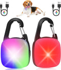 Dog Collar Light, 2 Pack Rechargeable Dog Light Clip On, 80LM Brightness 4 Color Modes Dogs Lights for Night Walking, Waterproof Pet Camping Essentials for Running, Cycling, Hiking (Black)