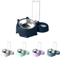 Cat Food and Water Bowl Set, Automatic Dog Dish Bowl with Water Dispenser, Removable Drinking and Eating Bowls, No-Spill Pet Feeder for Puppy, Medium Dogs & Cats (Blue)