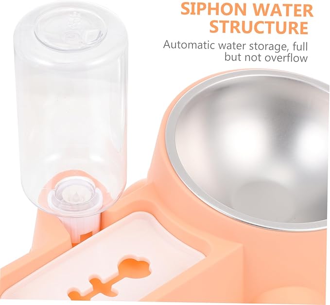 NUOBESTY Automatic Stainless Steel Dog Feeder Bowl with Water Dispenser Break-Resistant Pet Food and Water Container for Busy Pet Owners Multifunctional Lightweight Design in Orange Pink