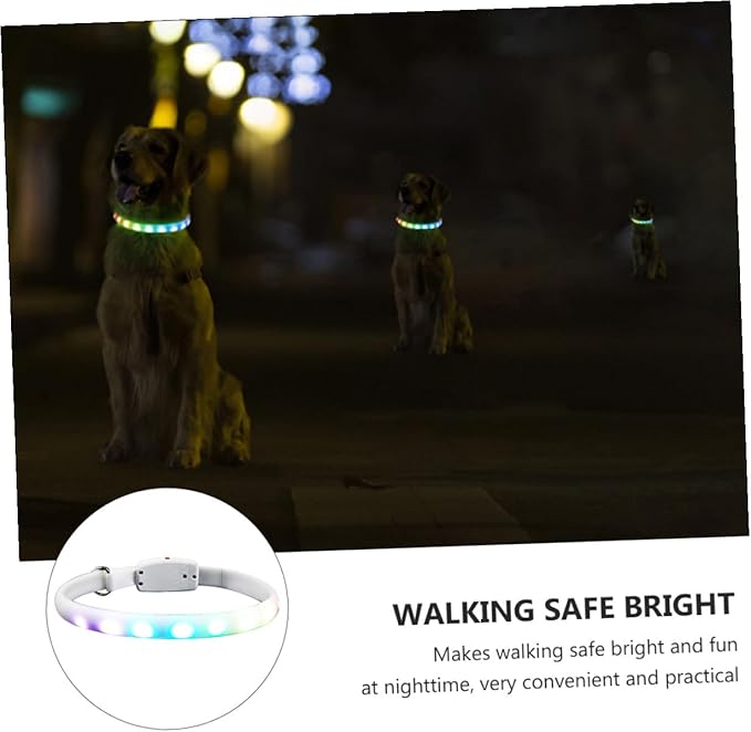 TOYANDONA LED Dog Collar USB Rechargeable Waterproof Pet Collar Glowing Safety Light for Night Walking