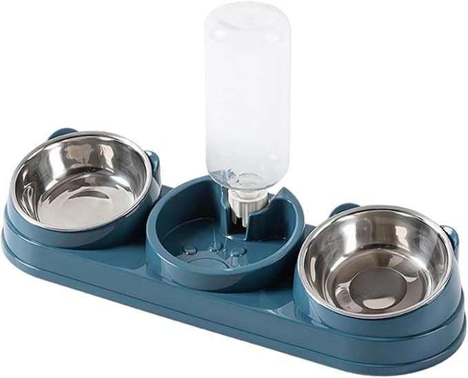 Double Bowl Pet Food Water Dish Feeder for Dog Cats Daily Feeding with Automatic Dispenser for Dry Wet Double Bowl Feeder