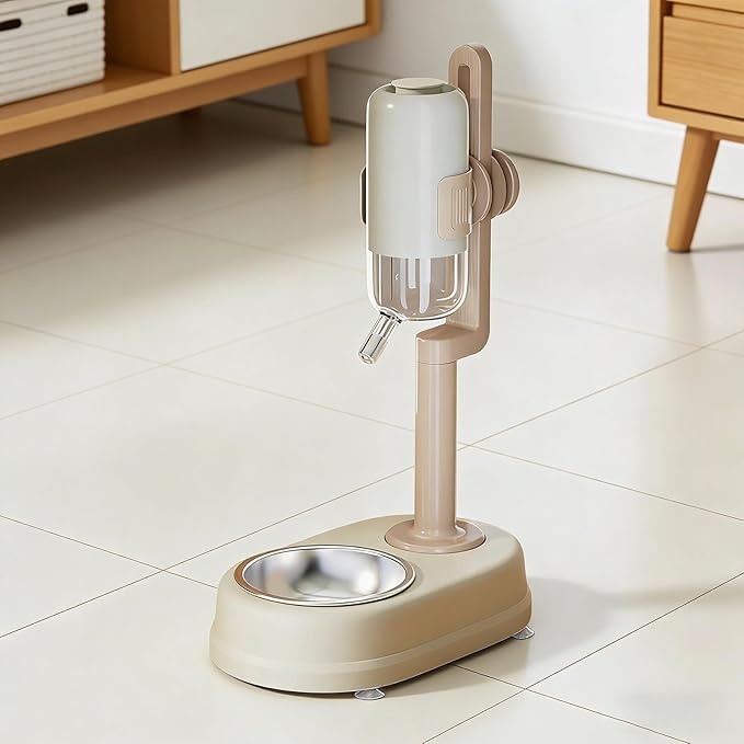 Freestanding Pet Water Dispenser, Automatic Feeder for Dogs and, White