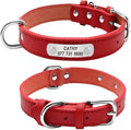 Large Durable Personalized Dog Collar PU Leather Padded Pet ID Collars Customized for Small Medium Large Dogs Cat 4 Size Red S