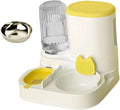 Automatic Dog Feeder and Water Dispenser,Automatic Pet Feeder,Drinking,Detachable Household Food Feed for Bunny Small Animals, Yellow