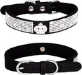 haoyueerHaoyueer Rhinestone Dog Collar, Cute Dazzling Sparkling Soft Suede Leather Dog Cat Rhinestone Collar Crystal Diamond Pet Dog Puppy Collar (S, Black-4)