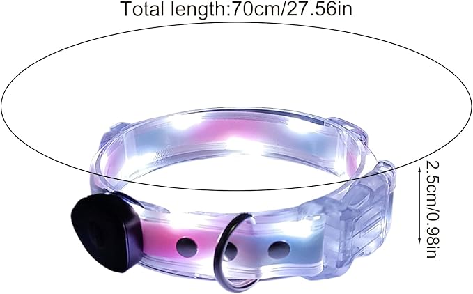 Light Up LED Dog Collar - Rechargeable Pet Necklace Accessory, Adjustable Luminous Collar,PVC Rubber Coated LED Dog Collarr Specification | Lighted Outdoor Protectionfor Small,Medium and Large Breeds
