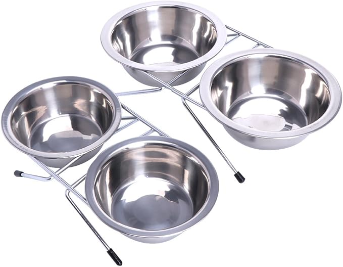 Pet Automatic Feeder + Waterer for Cat Stainless Steel Bowl Anti-Leak Water Fountain 2 in 1 Pet Tableware Dog Water Feed
