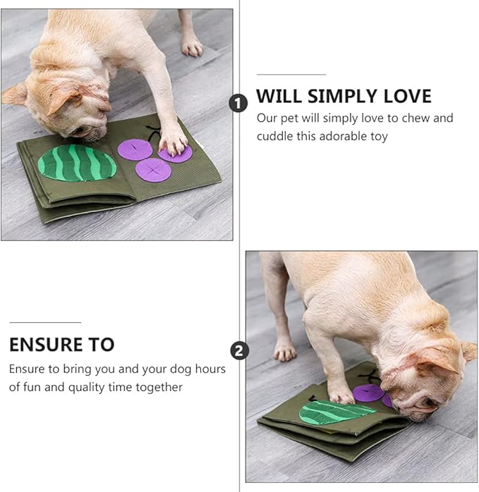 POPETPOP Tricky Treat Toy Interactive Food Dispensing Dog Blanket Pet Training Book for Dogs Slow Feeder Activity Mat Safe Fleece Engaging Puzzle for Feeding and Playtime