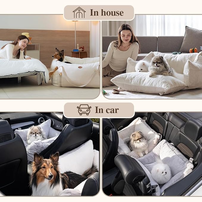 Celebrity Dog Car Seat – Durable Booster for Small, Medium & Large Dogs, Eco-Friendly Fabric & Artificial Leather, Detachable Washable Cushion, Travel & Safety (Green Gray, XL)