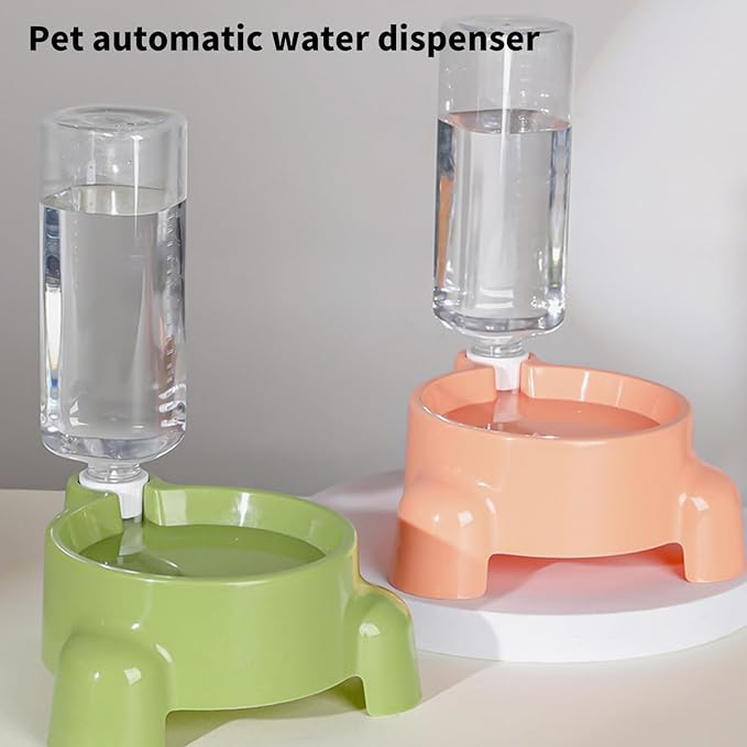 Elevated Pet Feeders with Removable Bottle 500ml Automatic Water Dispenser Dogs Bowl with Water and Food Detachable Food and Water Bowl