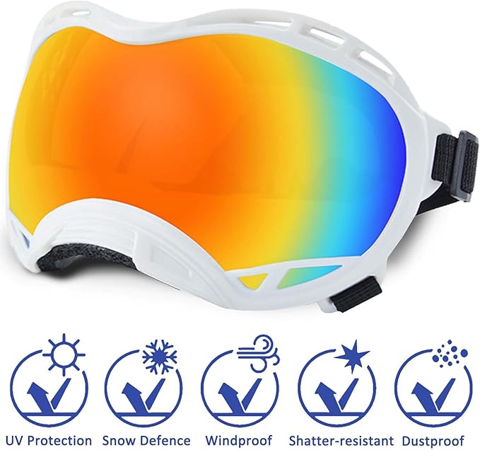 Dog Sunglasses,Doggles Anti-UV Protection,Pet Sunglasses with Adjustable Strap,Suitable for Motorcycle Car Driving Bike Riding Hiking Swimming Wind Dust Fog Dog Eye Protection