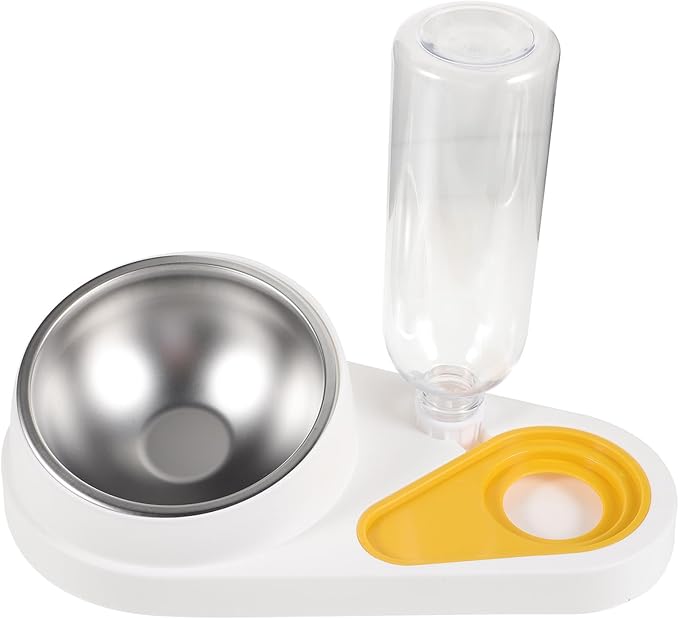 POPETPOP Automatic Pet Feeder and Water Dispenser Anti-Skid Dog Bowl White Small Animal Feeder for Puppies and Cats Household Feeding Supplies