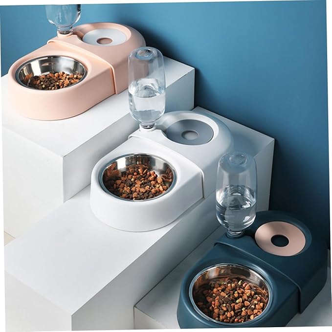 Automatic Pet Feeder and Water Dispenser Dual Bowl Design for Cats and Dogs Smooth and Easy to Prevents Spills for Indoor Use