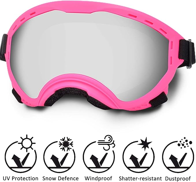 Dog Sunglasses with Adjustable Strap, UV Protection, Winproof Puppy Sunglasses, Suitable for Dogs Eyes Protection,Soft Dogs Goggles