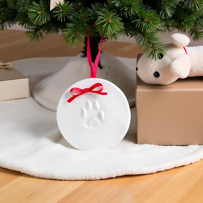 Tiny Ideas Christmas Paw Print Ornament Kit, DIY No Bake No Mess Holiday Keepsake, Dog or Cat Christmas Ornament, Pet Memorial Keepsake