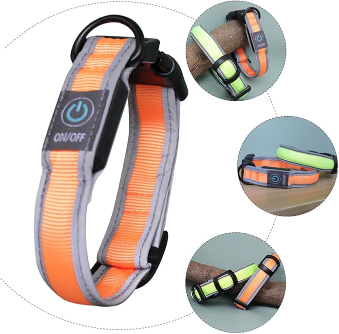 Totority USB Rechargeable LED Dog Collar Lighted Nylon PET Necklace Flashing Circular Collar for Small to Medium Dogs Safe for Evening