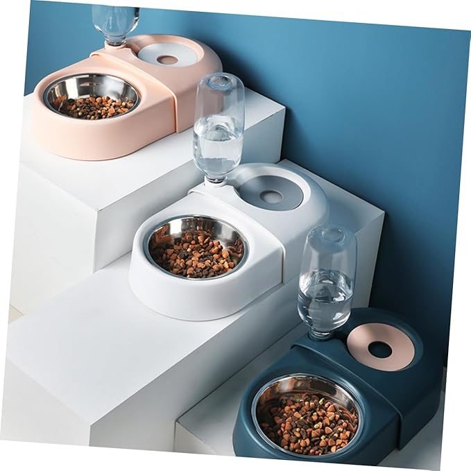 Automatic Dog and Cat Water Bowl Pet Feeder Splash-Proof Food and Water Dish Blue Suitable for Indoor Use