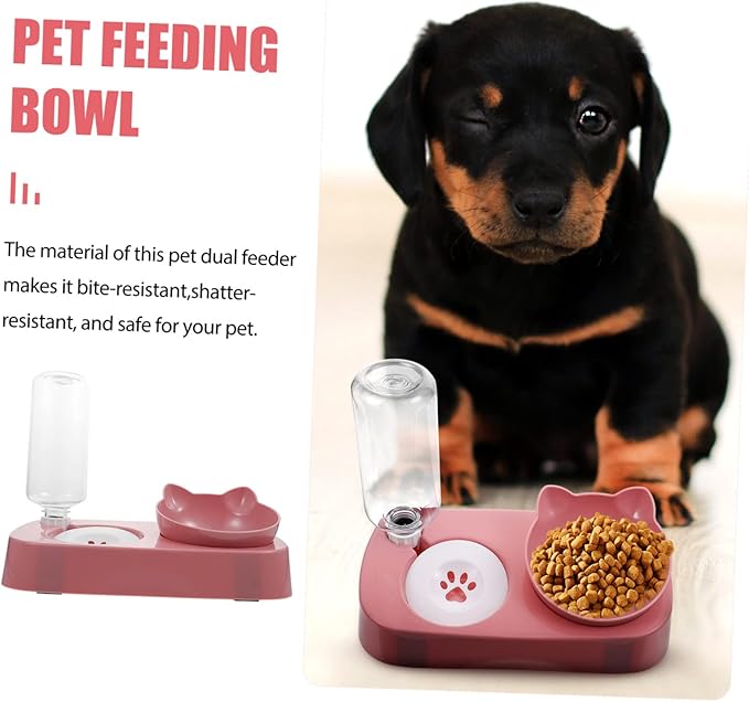 DECHOUS Non-Slip PET Drinking Bowl Set Stable Automatic Water Dispenser Food Feeder for Cats and Dogs Sturdy Spill Design for Indoor Use