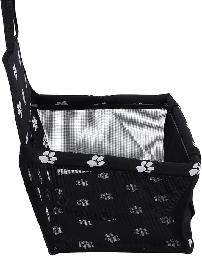 Alomejor Pet Car Seat Breathable Slip Proof Safety Leash Design Dog Car Basket for Puppy Cat (Black)