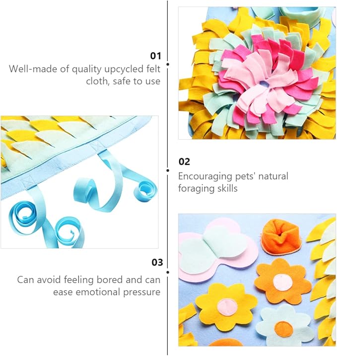 Happyyami 1Pc Dog Snuffle Mat for Nose Work Interactive Training Blanket for Dogs Feeding Cushion Energy Consuming Puzzle Mat Non Slip Design for Relief