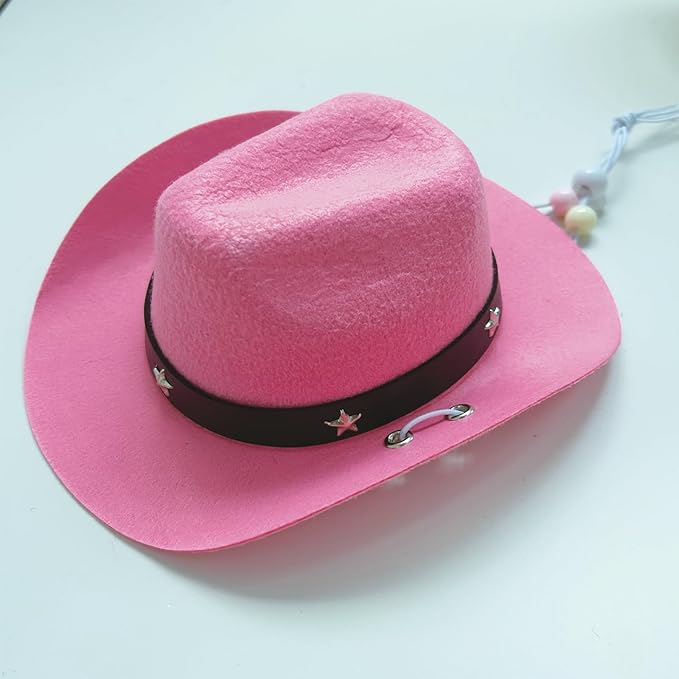 Dog Cowboy Hat and Bandana Scarf Dog Cat Sombrero Puppy Hat Dog Cat Costume Cosplay Cap Puppy Pet Dog Cat Holiday Pet Party Decoration (Pink)