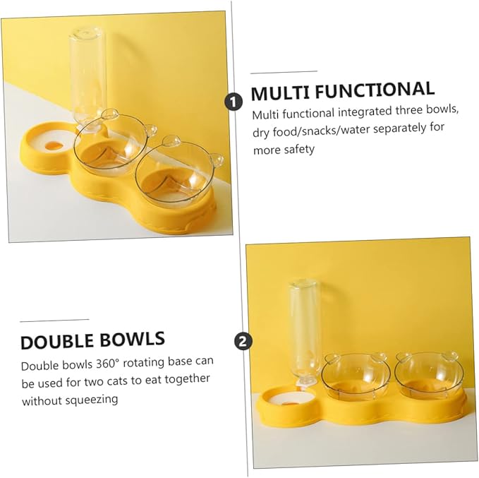 Happyyami Automatic Water Feeder for Cats Water Dispenser Double Food Bowl Cat Feeder and Drinking Bottle Pet Bowl for Dogs and