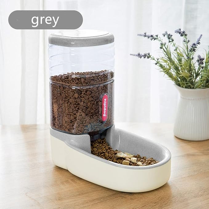 Pet Automatic Feeder Water Feeder Dog&Cat 3.8L 1pc (Grey Feeder)