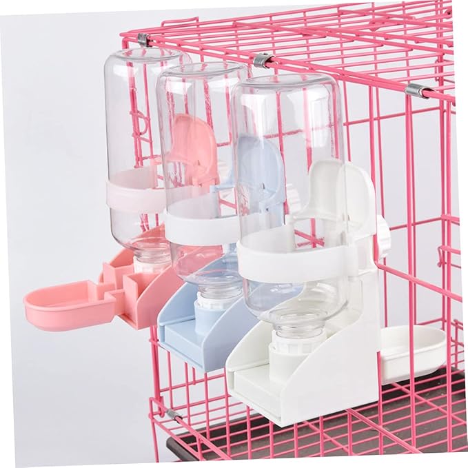 Happyyami 500ml Automatic PET Drinking Water Dispenser Leakproof Feeder for Hamster Guinea Pig Dog and Cat Cage Mounted Water Bottle Stand