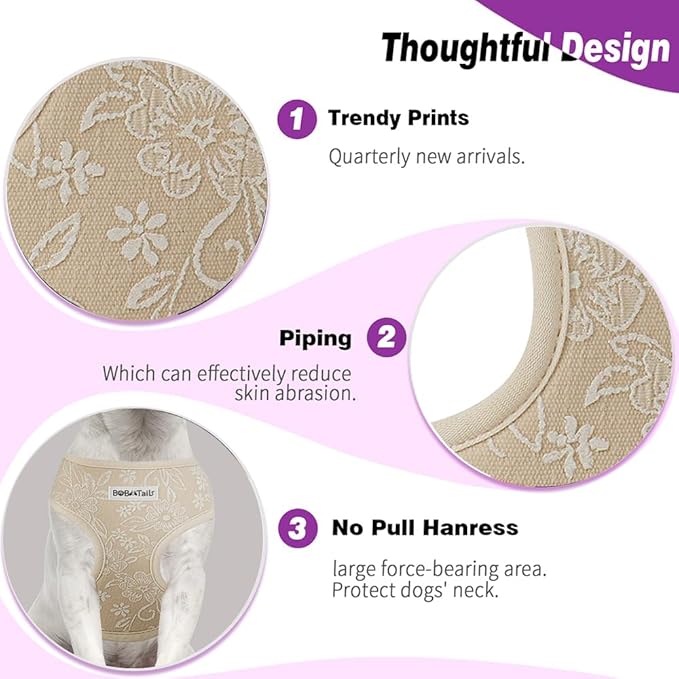 No Pull Dog Vest Harness for Small&Medium Dogs, Side Clip Adjustable Pet Vest, Soft Breathable, Fashion Dog Harnesses for Walking, Running, Shopping (Nude, XS)