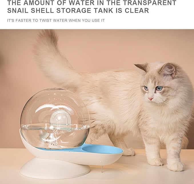 CLICIC Cat Dog Water Dispenser Automatic Water Drinking Fountain for Small or Medium Size Dogs Cats Easy to Clean Snail Shape 2.8L Blue