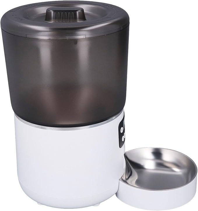 Automatic Pet Feeder, 4L Large Capacity Automatic Cat Feeder with Freshness Preservation Transparent Stainless Steel Smart Timed Cat Dry Food Dispenser for Cats Dogs (US Plug)