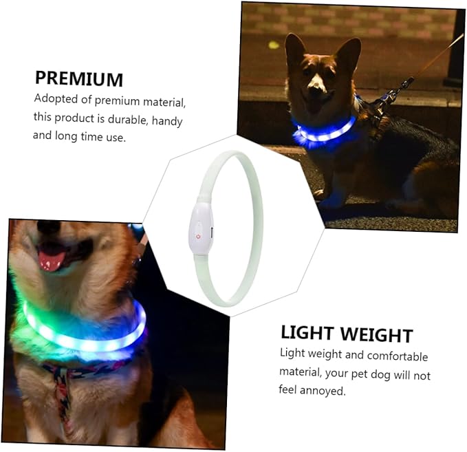 BESPORTBLE USB Rechargeable LED Pet Dog Collar Night Glow Flashing Light Up Collar for Safe Outdoor Walks Lightweight Comfortable Durable Material