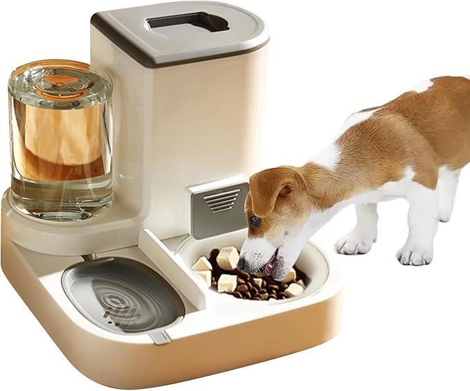 Gravity Pet Feeder and Water Dispenser Set,2 in 1 Automatic Pet Feeder Dispenser,Automatic Cat Food Dispenser, Detachable,Easy Clean,Integrated Large Capacity Dog 1L Water Bowl 2.8L Food Bowl