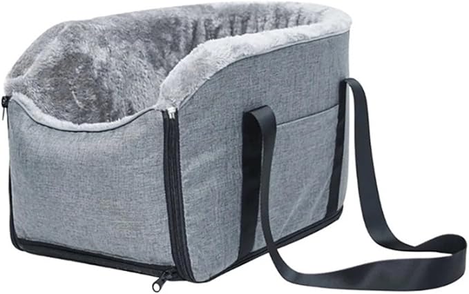 Dog Car Seat Puppy Booster Seat Fits Small Dogs Removable Cushion Safety Hook Installs On Armrest Console Breathable(45x22x25cm)