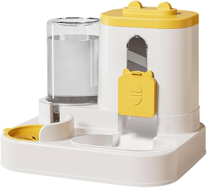 Automatic Pet Feeder and Waterer, 2-in-1 Food and Water Dispenser with 1500ML Food & 700ML Water Capacity for Cats and Small Medium Dogs- Yellow