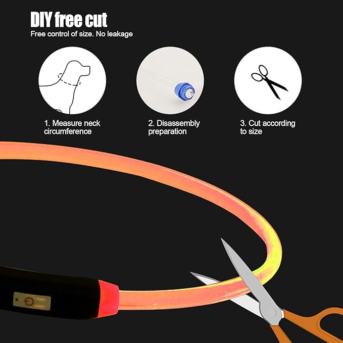 EVTSCAN LED Dog Collar, USB Rechargeable Adjustable DIY Cutting LED Dog Bite Resistant Collar Pet Supplies(Color)