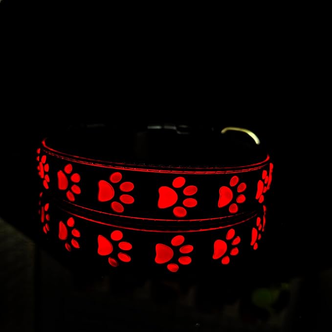 Subversive USB-C led Light up Dog Collar, Subversive 3D Cross Design Comfortable and Soft Material,Multicolored Lighting (PAW-Black, S(11.8-15.7"))