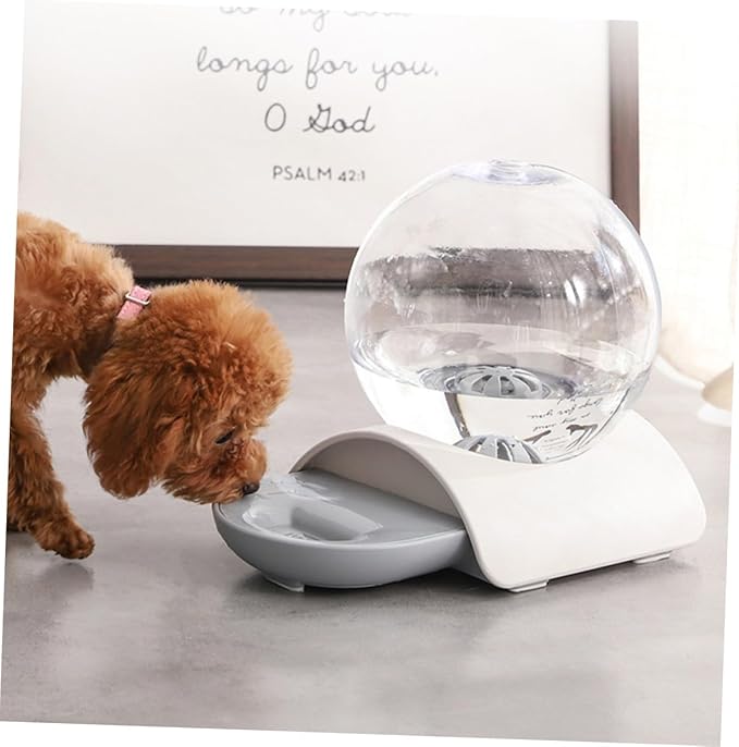 1pc Large Capacity Automatic Water Dispenser for Dogs and Cats Transparent Bubble Design Easy to Pet Water Bowl Material for Home and Outdoor Use Grey