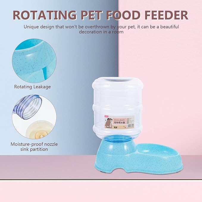 Dog Automatic Drinking Fountain Pet Food Bowl Dispenser 3.8l Capacity Skid- and Leakproof Design