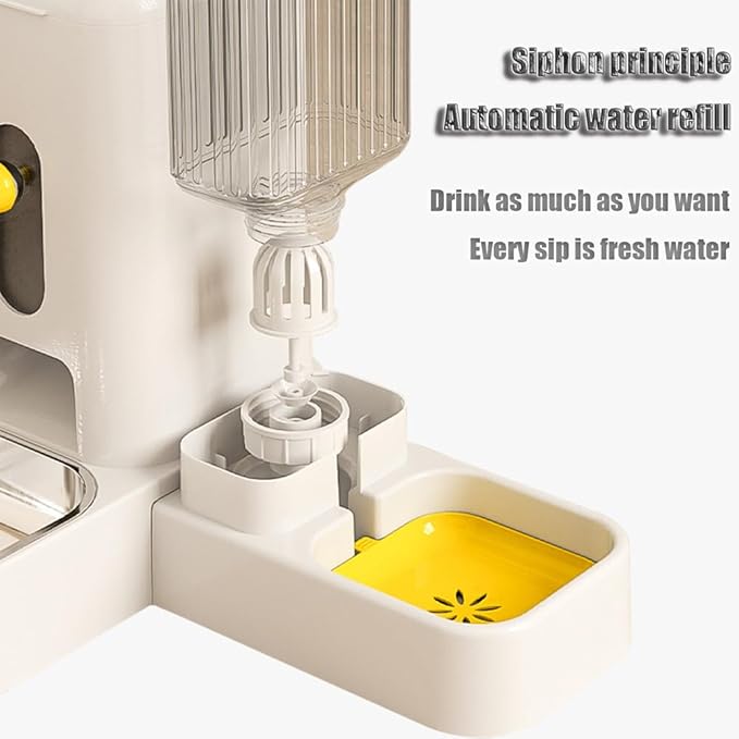 Automatic Pet Feeder for Cats & Small/Medium Dogs - 7-Day Dual Food & Water Dispenser with Stainless Steel Bowl, Programmable Portion Size, for Dry Food - Perfect for Puppies & Kittens,Yellow