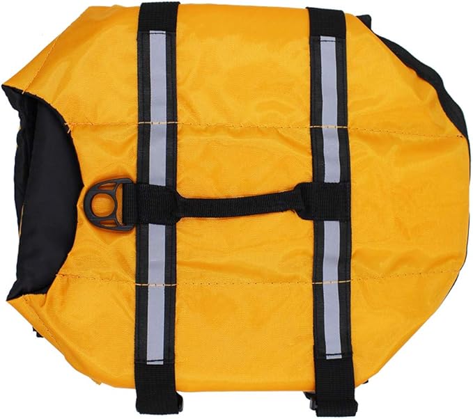 Dog Life Jacket Easy-Fit Adjustable Belt Pet Saver Swimming Safety Swimsuit Preserver with Reflective Stripes for Doggie (XS, Orange)
