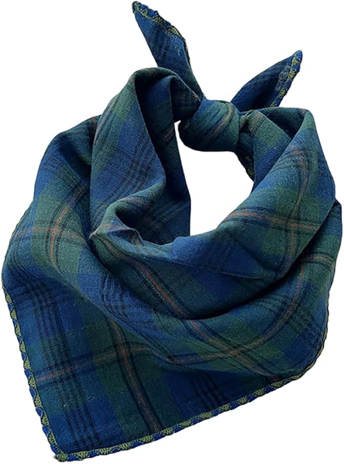 Double Layers Two Tones Dog Cotton Square Bandana Bibs Scarf Kerchief for Small Medium Dogs Boy or Girl - DCB25 B&G